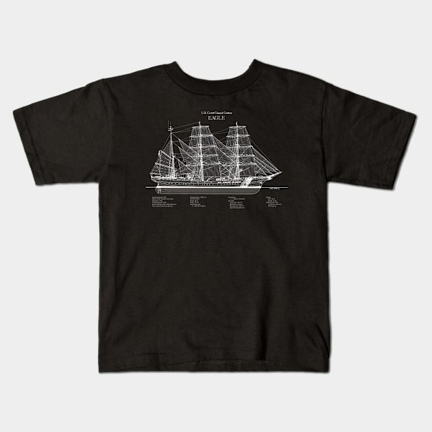 Eagle wix-327 United States Coast Guard Cutter - ABDpng Kids T-Shirt by SPJE Illustration Photography